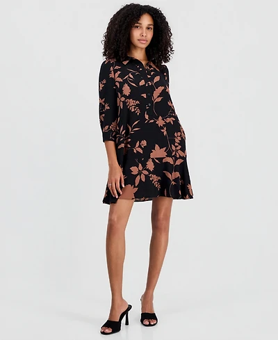 Robbie Bee Petite Printed Ruffle-Hem Scuba Dress