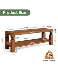 Tribesigns Solid Wood Shoe Bench, 47" Farmhouse Entryway Bench with Shoe Storage, Shoe Organizer Storage Bench, Long Rustic Bench Seating
