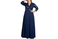 Women's Plus Paris Pleated Sequin Gown