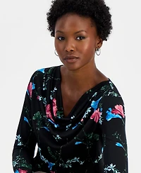 I.n.c. International Concepts Petite Floral-Print Cowl Neck Top, Macy's Exclusive