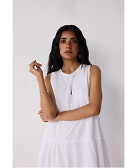 Reistor Women's Embroidered Everyday Sleeveless Short Tiered Dress