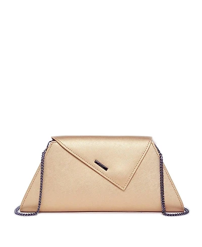Susu Women's Metallic Envelope Clutch Saffiano Leather Evening Bag for Party Wedding Crossbody with Chain Strap
