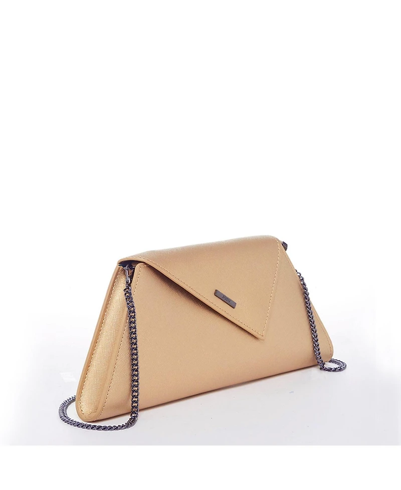 Susu Women's Metallic Envelope Clutch Saffiano Leather Evening Bag for Party Wedding Crossbody with Chain Strap
