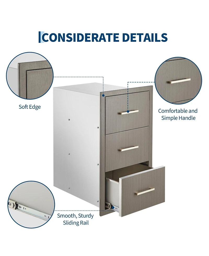 gaomon Outdoor Stainless Steel Kitchen Drawers for Kitchen Island, Patio Grill Station