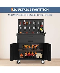 gaomon 35 Inch Heavy Duty Rolling Tool Cabinet with 2 Adjustable Shelves, Mobile Workbench for Garage, Workshop