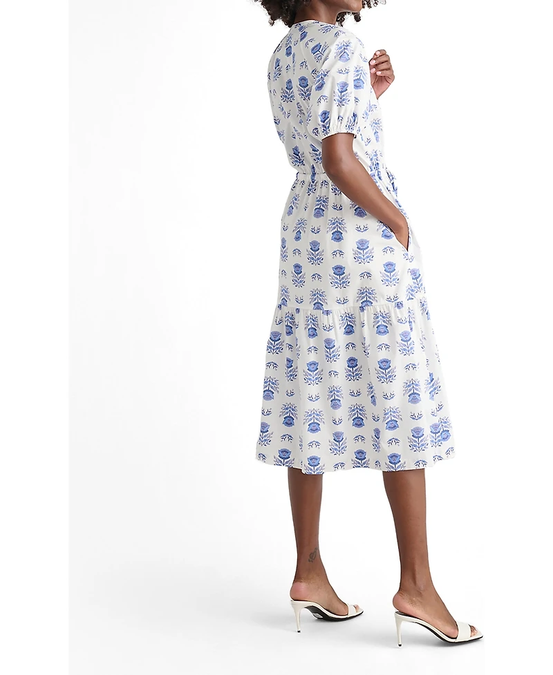 UNTUCKit Women's Stretch Cotton Printed Brigette Midi Dress