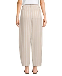 Lands' End Petite Linen High Rise Pleated Barrel Leg Ankle Pants