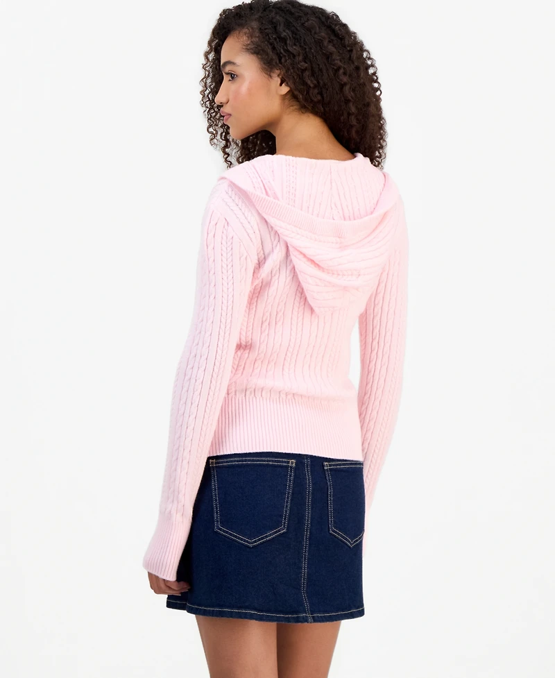 Madden Girl Women's Cable-Knit Zippered Hoodie