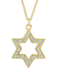 Sterling Forever Rhodium-Plated Brass Pave Cubic Zirconia Star of David Pendant Necklace