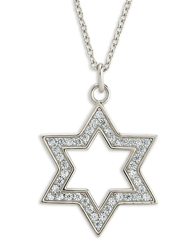 Sterling Forever Rhodium-Plated Brass Pave Cubic Zirconia Star of David Pendant Necklace