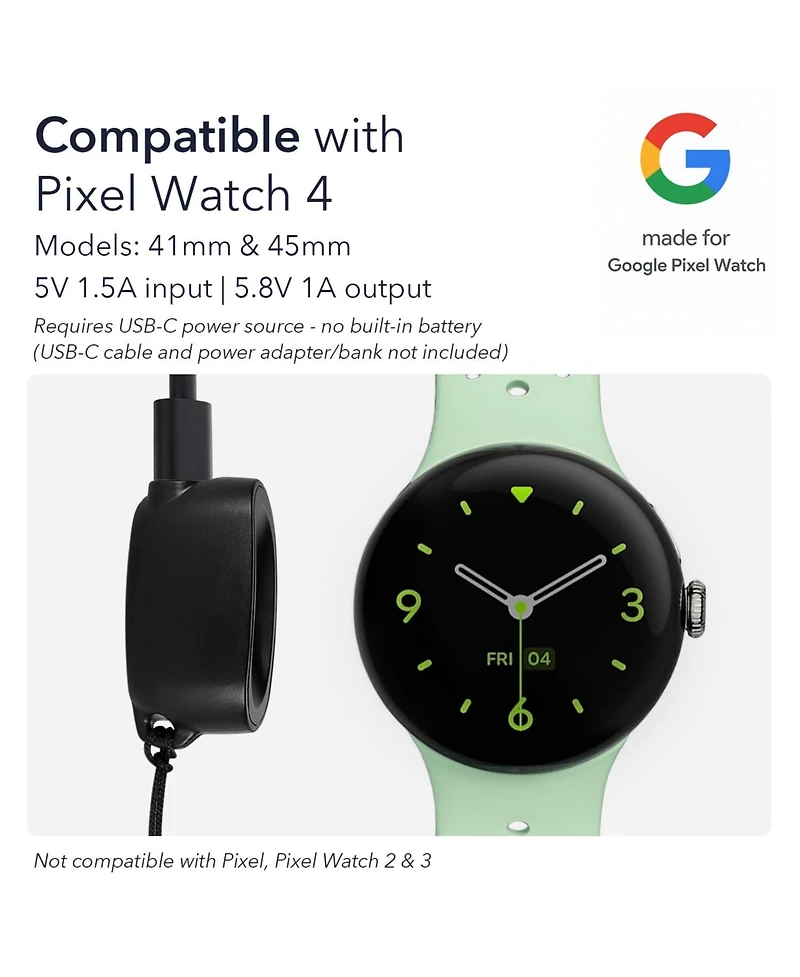 Wasserstein On-the-Go Charging Dock for Google Pixel Watch 4 (41mm and 45mm)