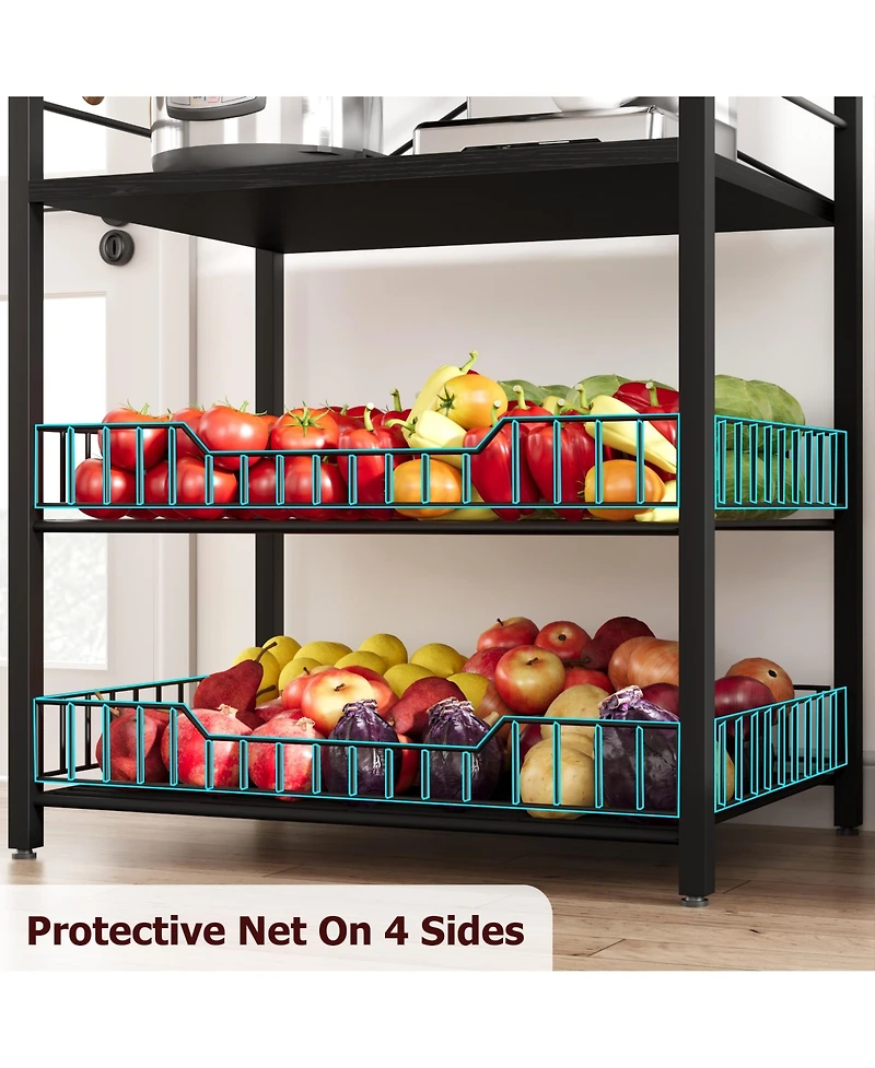 gaomon kitchen baking rack, microwave rack with 2 large metal wire baskets, coffee bar