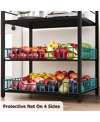gaomon kitchen baking rack, microwave rack with 2 large metal wire baskets, coffee bar