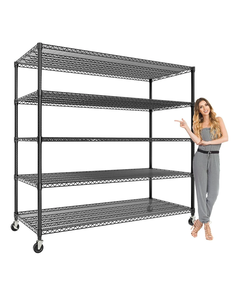 gaomon 60-Inch-Wide 4-Tier Storage Rack With Casters, 2,640-Pound Weight Capacity, Adjustable Metal Wire Shelves