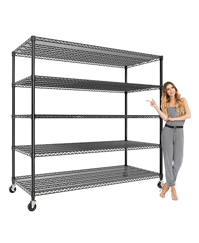 gaomon 60-Inch-Wide 4-Tier Storage Rack With Casters, 2,640-Pound Weight Capacity, Adjustable Metal Wire Shelves