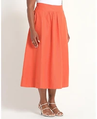 Estelle Women's Kaia Linen Gathered A-Line Midi Skirt