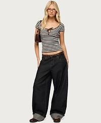 Edikted Women's Emberly Striped Raglan Top