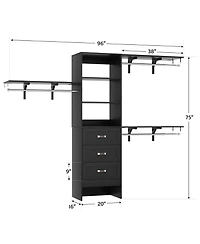 Aheaplus Closet Organizer System with Hanging Rods and Shelves, Wardrobe Drawers