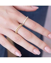 The Lovery Cz Curb Link Ring 14K Gold Plated Sterling Silver
