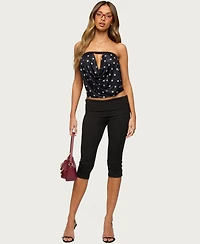 Edikted Women's Jaclyn Polka Dot Mesh Strapless Top