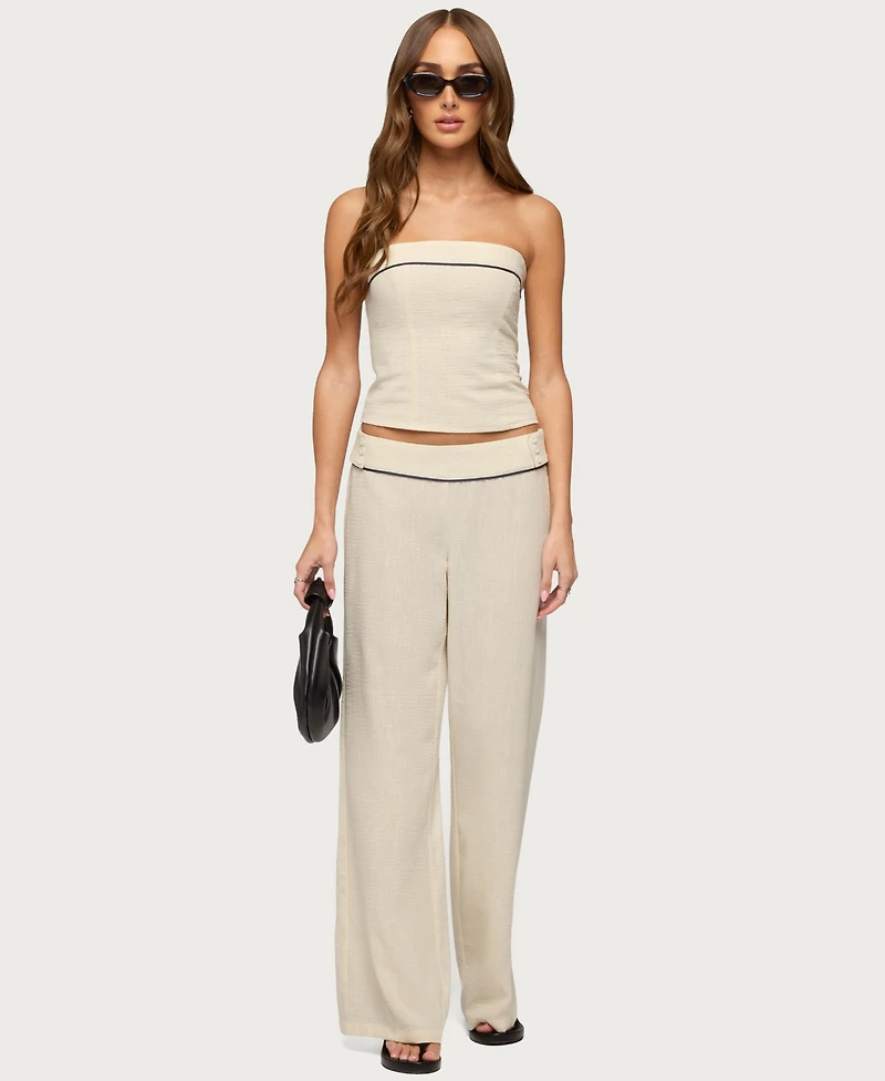 Edikted Women's Dorine Contrast Woven Strapless Top