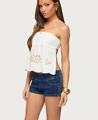 Edikted Women's Shiri Floral Embroidered Backless Top