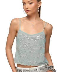 Edikted Women's Bead and Sequin Chiffon Tank Top