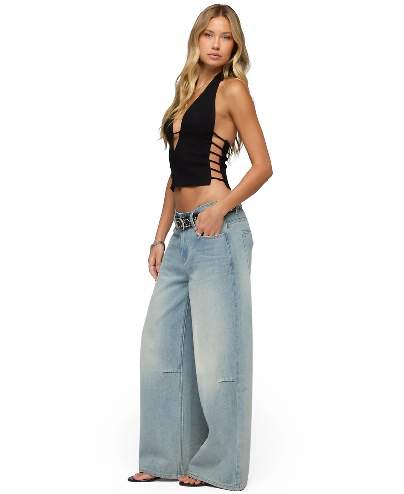 Edikted Women's Aneera Cutout Plunging Halter Top