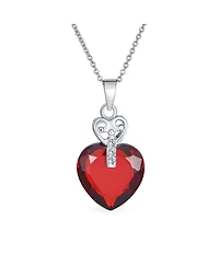 Bling Jewelry Key to Her Heart Cubic Zirconia Large Heart Necklace Pendant Sterling Silver