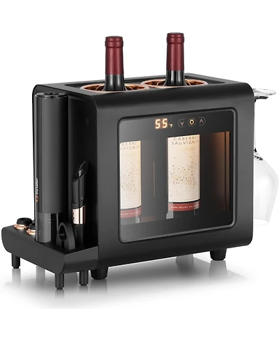 Ca'Lefort Electric Wine Chiller ,46-64degree(s)F Wine Cooler, All-in-1 Set Electric Opener and 2 Glasses, for Home/Office, Gift