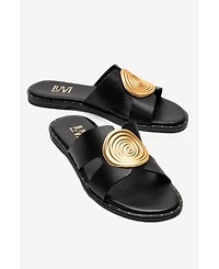 Forever & Always Shoes Women's Nolita Leather Slide Sandal