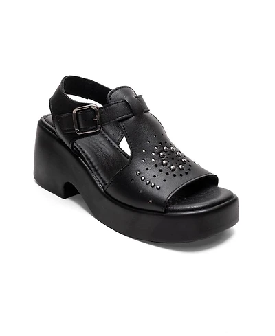 Forever & Always Shoes Women's Romina Leather Platform Sandal