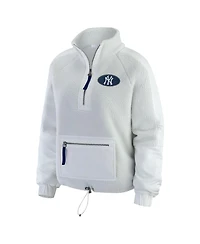Wear by Erin Andrews Women's Gray New York Yankees Polar Fleece Quarter-Zip Jacket
