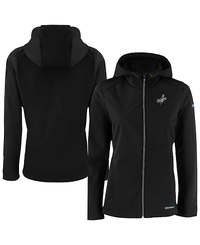 Cutter Buck Women's Black Los Angeles Dodgers Evoke Eco Softshell Full-Zip Hoodie Jacket