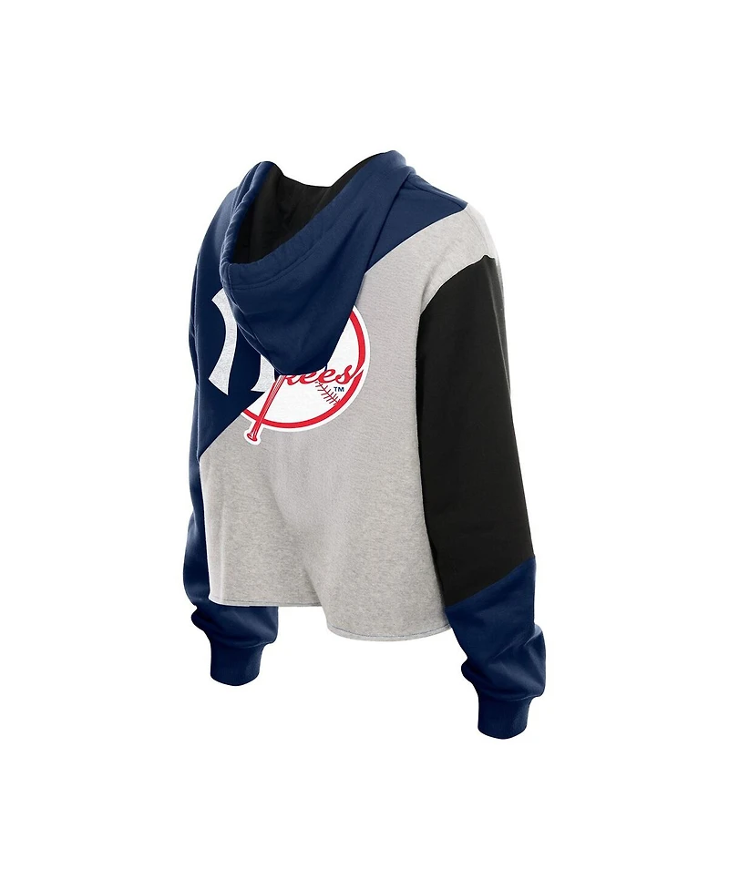 New Era Women's York Yankees Color Block Cropped Boxy Hoodie