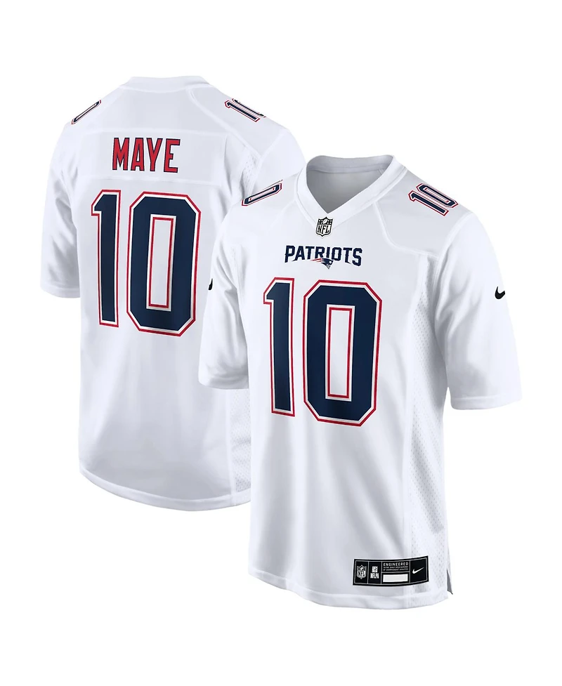 Nike Men's Drake Maye Tundra White New England Patriots Game Jersey
