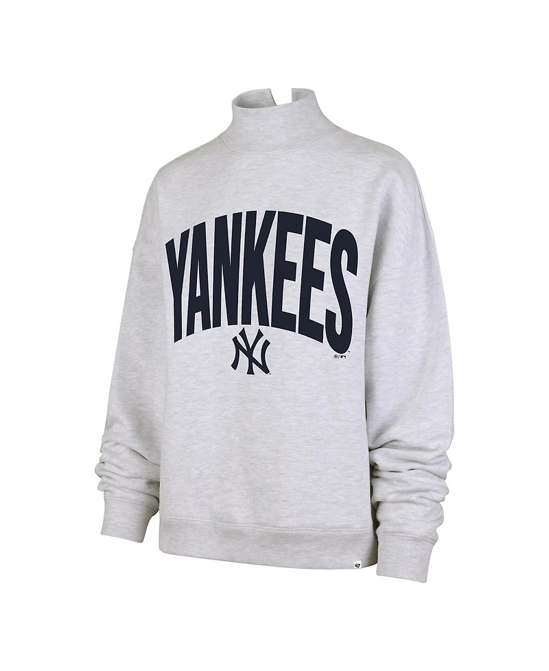 47 Brand Women's Heather Gray New York Yankees Subtle Muse Mock Neck Sweatshirt