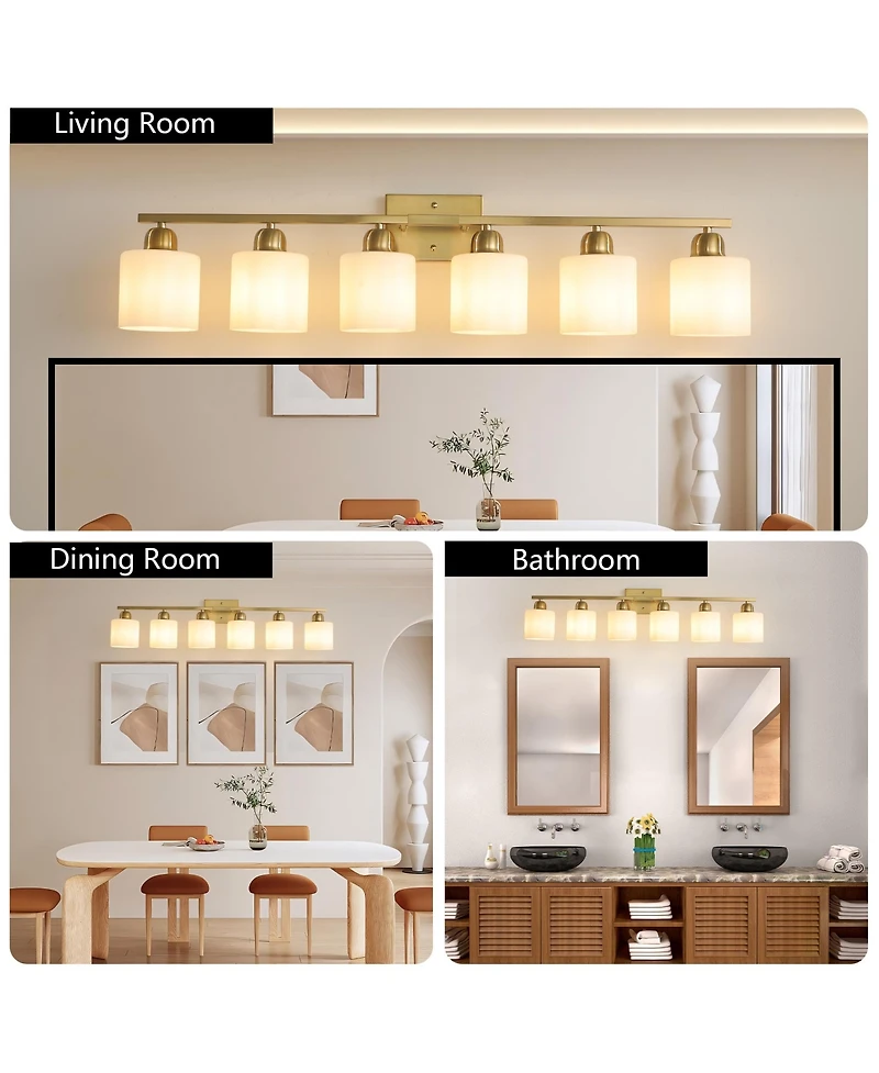 Busdays 38 Inch 6 Light Modern Brushed Bathroom Vanity Light Fixture Over Mirror Sconce Wall Lighting for Bedroom Living Room