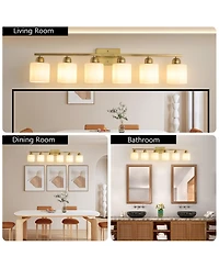 Busdays 38 Inch 6 Light Modern Brushed Bathroom Vanity Light Fixture Over Mirror Sconce Wall Lighting for Bedroom Living Room