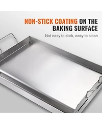 Cozito Stove Top Griddle, Stainless Steel Double Burner Pan with Oil Groove