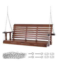 Cozito Wooden Porch Swing 5.5 feet with Cup Holders, Steel Chains and Cedar Wood Seat
