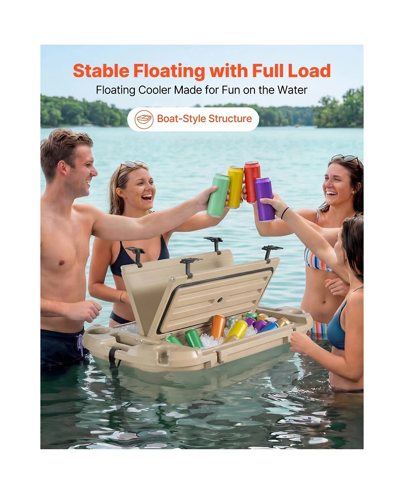 Cozito Floating Cooler 40 Qt Ice Chest with Dry Storage, Wheels and Tow Rope