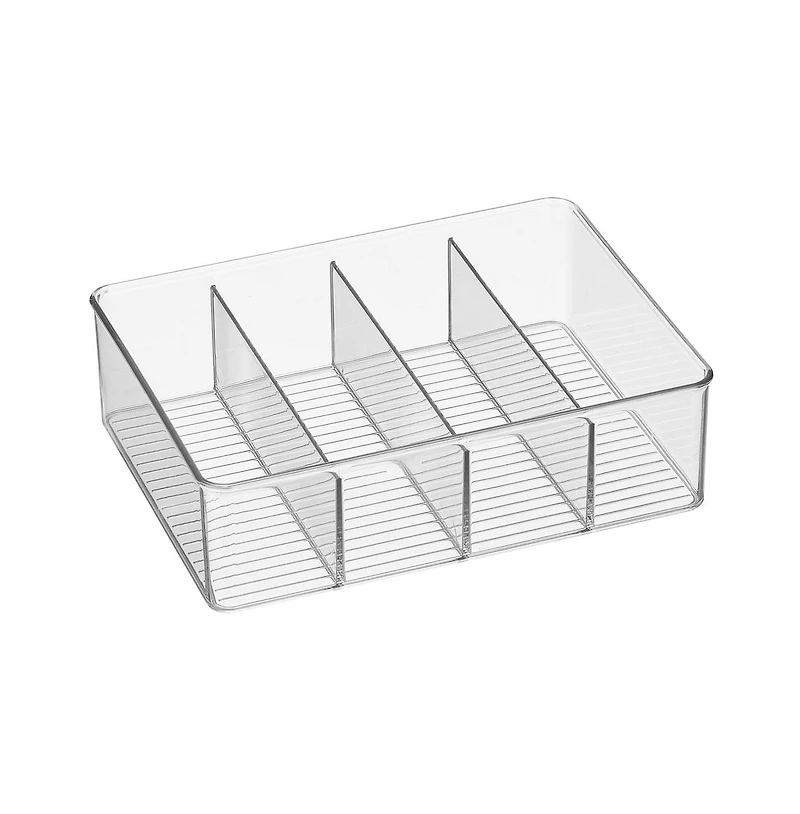 iDesign 4-Section Storage Bin for Pantry or Kitchen Cabinets, Clear