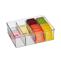 iDesign 4-Section Storage Bin for Pantry or Kitchen Cabinets, Clear