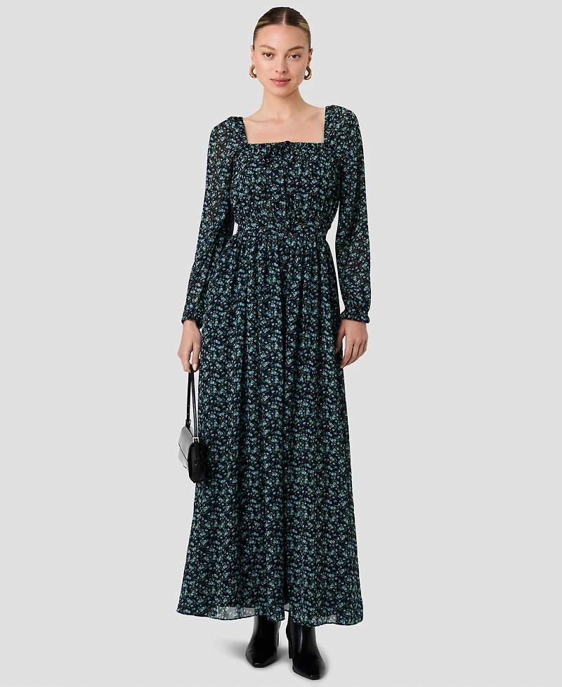 French Connection Women's Marina Square Neck Long-Sleeve Maxi Dress