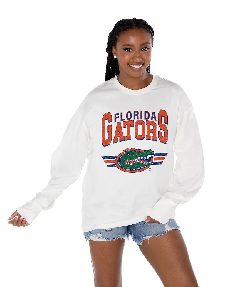 Gameday Couture Women's White Florida Gators Oversized Swift Strike Long Sleeve T-Shirt