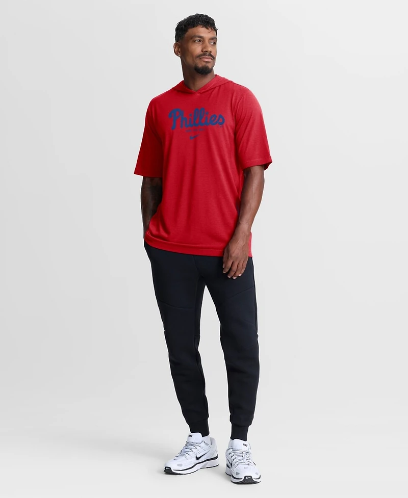 Nike Men's Red Philadelphia Phillies Arched Wordmark Tri-Blend Hooded T-Shirt
