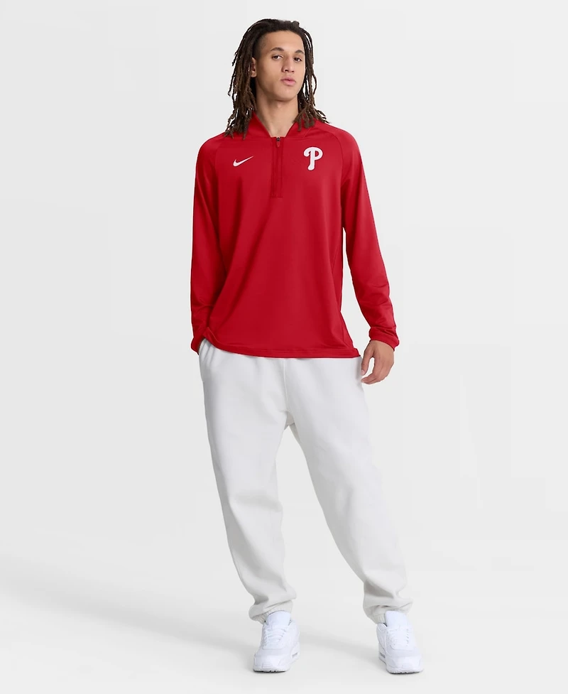 Nike Men's Red Philadelphia Phillies Authentic Collection Dri-fit Raglan Half-Zip Pullover Sweatshirt