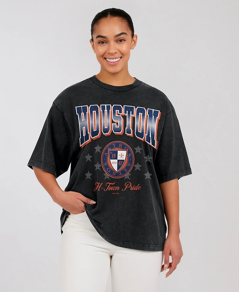 Wear by Erin Andrews Women's Black Houston Astros Oversized Boyfriend T-Shirt