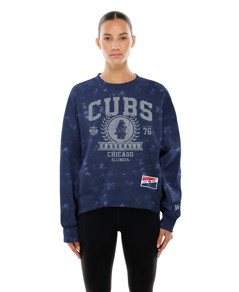 New Era Women's Royal Chicago Cubs Throwback Oversized Boxy Sweatshirt